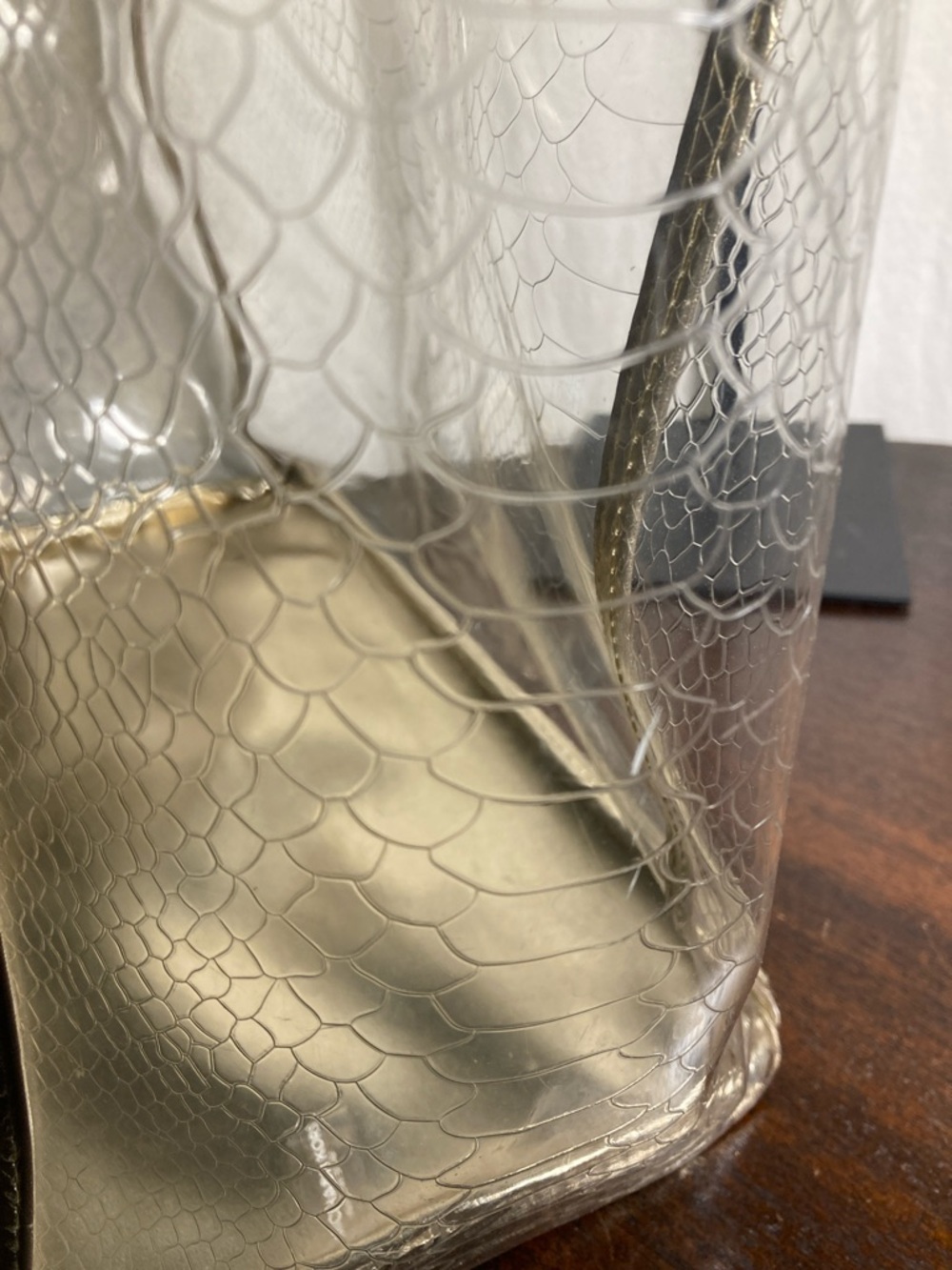 Michael Kors transparent snakeskin pattern Gold Trim Tote Bag - Picture 6 of 14